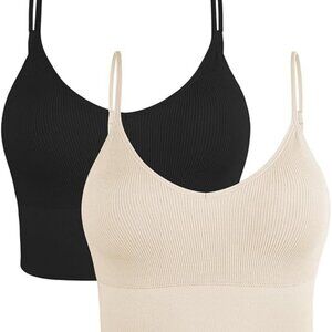 Longline Sports Bras for Women Cami Bra Padded Bralette with Spaghetti Strap